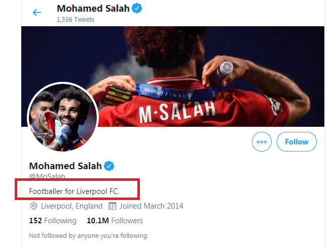 FIFA Award Mo salah  has dropped the 'Egypt' text from his Twitter account
